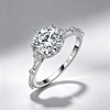 R55093款银镀18K白金圆形莫桑钻精致订婚戒指2.2ct 3